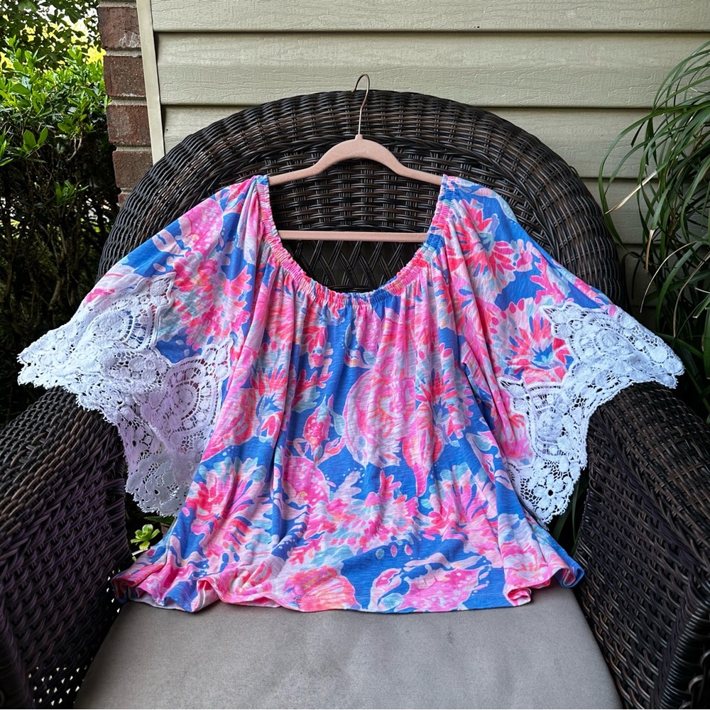 Lilly Pulitzer Zaylee Top Bennet Blue Bay Dreamin XL